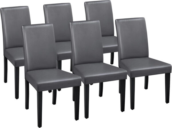 Yaheetech Dining Chairs Set of 4 Fabric Parson Upholstered Kitchen Chairs with Padded Seat and Solid Wood Legs for Dining Room/Restaurant, Armless Design, Dark Grey