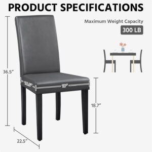 Yaheetech Dining Chairs Set of 4 Fabric Parson Upholstered Kitchen Chairs with Padded Seat and Solid Wood Legs for Dining Room/Restaurant, Armless Design, Dark Grey
