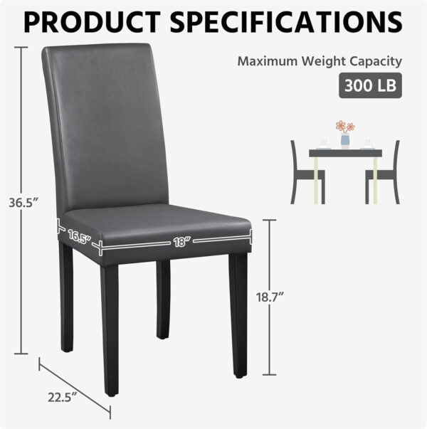 Yaheetech Dining Chairs Set of 4 Fabric Parson Upholstered Kitchen Chairs with Padded Seat and Solid Wood Legs for Dining Room/Restaurant, Armless Design, Dark Grey