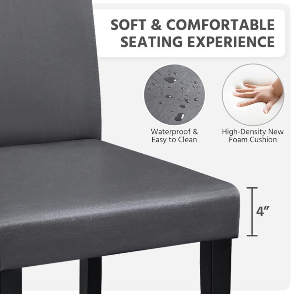 Yaheetech Dining Chairs Set of 4 Fabric Parson Upholstered Kitchen Chairs with Padded Seat and Solid Wood Legs for Dining Room/Restaurant, Armless Design, Dark Grey