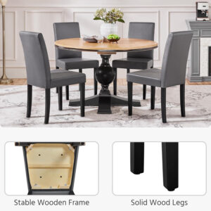 Yaheetech Dining Chairs Set of 4 Fabric Parson Upholstered Kitchen Chairs with Padded Seat and Solid Wood Legs for Dining Room/Restaurant, Armless Design, Dark Grey