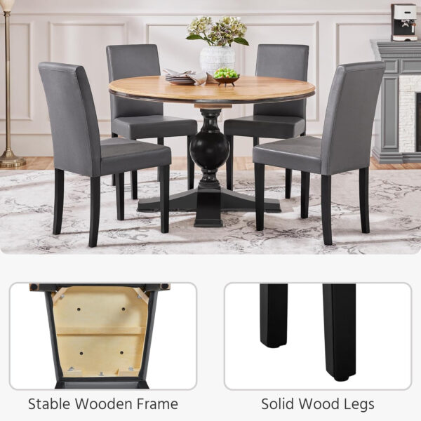 Yaheetech Dining Chairs Set of 4 Fabric Parson Upholstered Kitchen Chairs with Padded Seat and Solid Wood Legs for Dining Room/Restaurant, Armless Design, Dark Grey