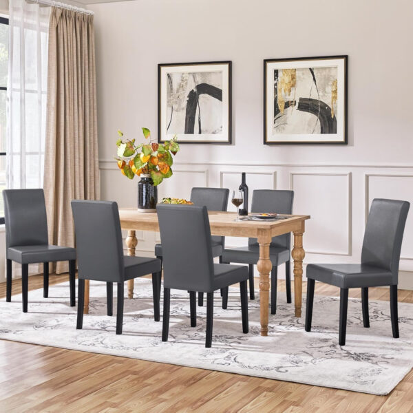 Yaheetech Dining Chairs Set of 4 Fabric Parson Upholstered Kitchen Chairs with Padded Seat and Solid Wood Legs for Dining Room/Restaurant, Armless Design, Dark Grey