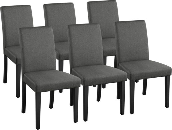 Yaheetech Dining Chairs Set of 4 Fabric Parson Upholstered Kitchen Chairs with Padded Seat and Solid Wood Legs for Dining Room/Restaurant, Armless Design, Dark Grey