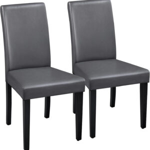 Yaheetech Dining Chairs Set of 4 Fabric Parson Upholstered Kitchen Chairs with Padded Seat and Solid Wood Legs for Dining Room/Restaurant, Armless Design, Dark Grey