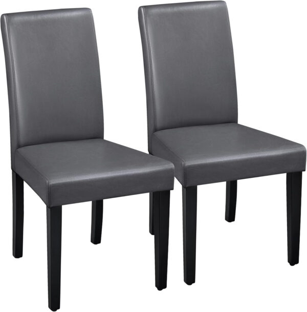 Yaheetech Dining Chairs Set of 4 Fabric Parson Upholstered Kitchen Chairs with Padded Seat and Solid Wood Legs for Dining Room/Restaurant, Armless Design, Dark Grey