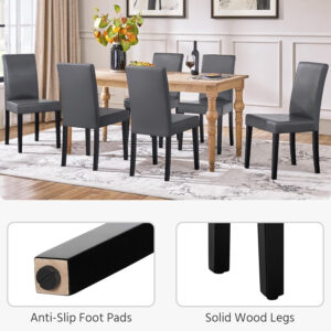 Yaheetech Dining Chairs Set of 4 Fabric Parson Upholstered Kitchen Chairs with Padded Seat and Solid Wood Legs for Dining Room/Restaurant, Armless Design, Dark Grey