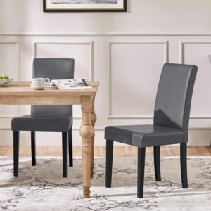 Yaheetech Dining Chairs Set of 4 Fabric Parson Upholstered Kitchen Chairs with Padded Seat and Solid Wood Legs for Dining Room/Restaurant, Armless Design, Dark Grey