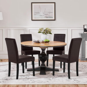 Yaheetech Dining Chairs Set of 4 Fabric Parson Upholstered Kitchen Chairs with Padded Seat and Solid Wood Legs for Dining Room/Restaurant, Armless Design, Dark Grey