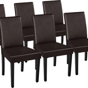 Yaheetech Dining Chairs Set of 4 Fabric Parson Upholstered Kitchen Chairs with Padded Seat and Solid Wood Legs for Dining Room/Restaurant, Armless Design, Dark Grey