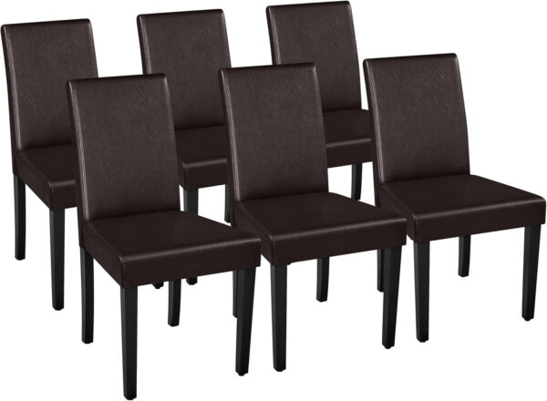 Yaheetech Dining Chairs Set of 4 Fabric Parson Upholstered Kitchen Chairs with Padded Seat and Solid Wood Legs for Dining Room/Restaurant, Armless Design, Dark Grey