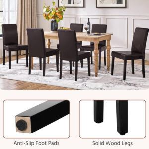 Yaheetech Dining Chairs Set of 4 Fabric Parson Upholstered Kitchen Chairs with Padded Seat and Solid Wood Legs for Dining Room/Restaurant, Armless Design, Dark Grey