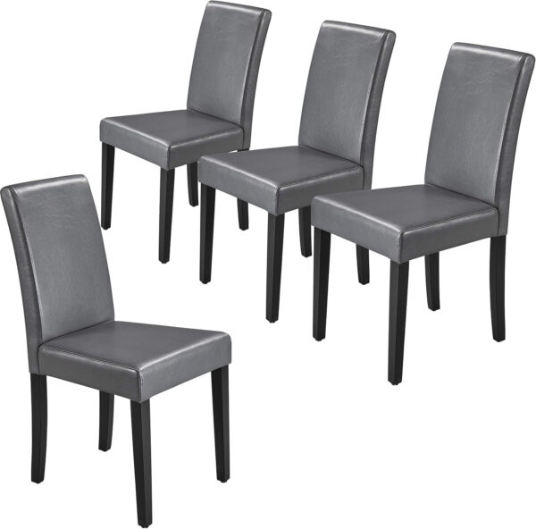 Yaheetech Dining Chairs Set of 4 Fabric Parson Upholstered Kitchen Chairs with Padded Seat and Solid Wood Legs for Dining Room/Restaurant, Armless Design, Dark Grey