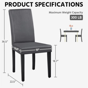 Yaheetech Dining Chairs Set of 4 Fabric Parson Upholstered Kitchen Chairs with Padded Seat and Solid Wood Legs for Dining Room/Restaurant, Armless Design, Dark Grey
