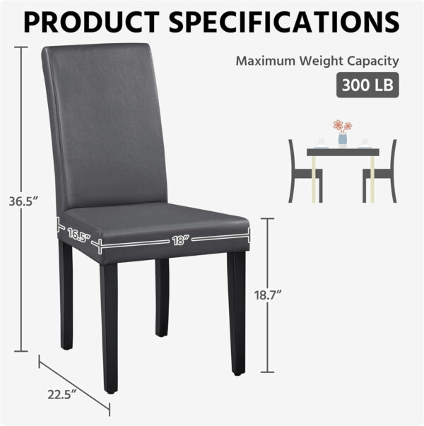 Yaheetech Dining Chairs Set of 4 Fabric Parson Upholstered Kitchen Chairs with Padded Seat and Solid Wood Legs for Dining Room/Restaurant, Armless Design, Dark Grey