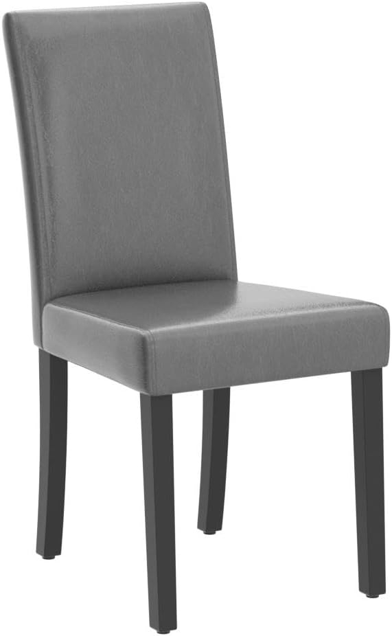 Yaheetech Dining Chairs Set of 4 Fabric Parson Upholstered Kitchen Chairs with Padded Seat and Solid Wood Legs for Dining Room/Restaurant, Armless Design, Dark Grey