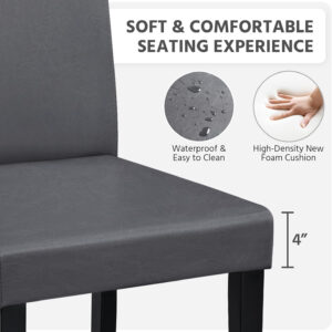 Yaheetech Dining Chairs Set of 4 Fabric Parson Upholstered Kitchen Chairs with Padded Seat and Solid Wood Legs for Dining Room/Restaurant, Armless Design, Dark Grey
