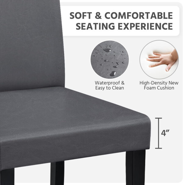 Yaheetech Dining Chairs Set of 4 Fabric Parson Upholstered Kitchen Chairs with Padded Seat and Solid Wood Legs for Dining Room/Restaurant, Armless Design, Dark Grey