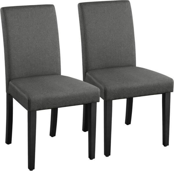 Yaheetech Dining Chairs Set of 4 Fabric Parson Upholstered Kitchen Chairs with Padded Seat and Solid Wood Legs for Dining Room/Restaurant, Armless Design, Dark Grey