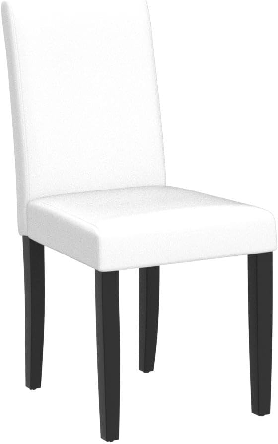 Yaheetech Dining Chairs Set of 4 Fabric Parson Upholstered Kitchen Chairs with Padded Seat and Solid Wood Legs for Dining Room/Restaurant, Armless Design, Dark Grey