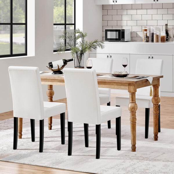 Yaheetech Dining Chairs Set of 4 Fabric Parson Upholstered Kitchen Chairs with Padded Seat and Solid Wood Legs for Dining Room/Restaurant, Armless Design, Dark Grey