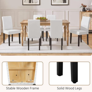 Yaheetech Dining Chairs Set of 4 Fabric Parson Upholstered Kitchen Chairs with Padded Seat and Solid Wood Legs for Dining Room/Restaurant, Armless Design, Dark Grey