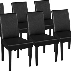 Yaheetech Dining Chairs Set of 4 Fabric Parson Upholstered Kitchen Chairs with Padded Seat and Solid Wood Legs for Dining Room/Restaurant, Armless Design, Dark Grey