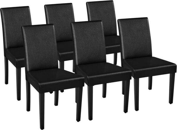 Yaheetech Dining Chairs Set of 4 Fabric Parson Upholstered Kitchen Chairs with Padded Seat and Solid Wood Legs for Dining Room/Restaurant, Armless Design, Dark Grey