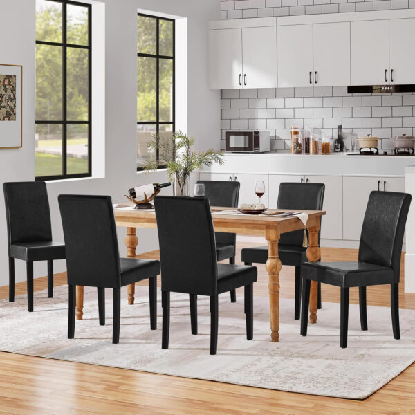 Yaheetech Dining Chairs Set of 4 Fabric Parson Upholstered Kitchen Chairs with Padded Seat and Solid Wood Legs for Dining Room/Restaurant, Armless Design, Dark Grey