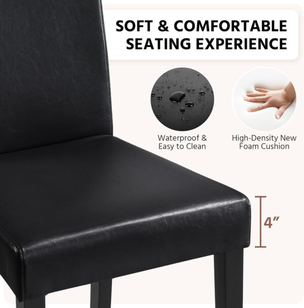 Yaheetech Dining Chairs Set of 4 Fabric Parson Upholstered Kitchen Chairs with Padded Seat and Solid Wood Legs for Dining Room/Restaurant, Armless Design, Dark Grey