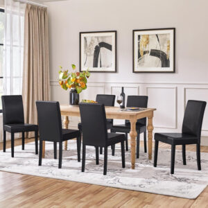 Yaheetech Dining Chairs Set of 4 Fabric Parson Upholstered Kitchen Chairs with Padded Seat and Solid Wood Legs for Dining Room/Restaurant, Armless Design, Dark Grey