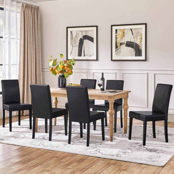 Yaheetech Dining Chairs Set of 4 Fabric Parson Upholstered Kitchen Chairs with Padded Seat and Solid Wood Legs for Dining Room/Restaurant, Armless Design, Dark Grey