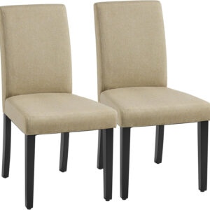 Yaheetech Dining Chairs Set of 4 Fabric Parson Upholstered Kitchen Chairs with Padded Seat and Solid Wood Legs for Dining Room/Restaurant, Armless Design, Dark Grey