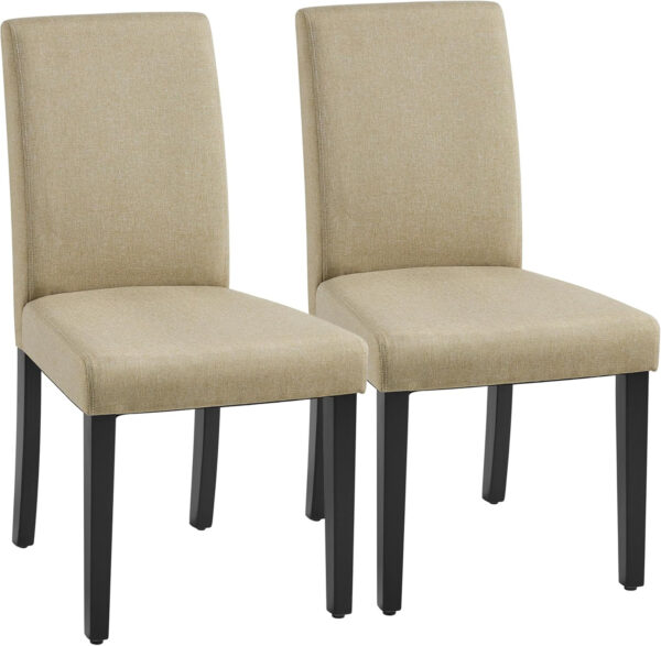 Yaheetech Dining Chairs Set of 4 Fabric Parson Upholstered Kitchen Chairs with Padded Seat and Solid Wood Legs for Dining Room/Restaurant, Armless Design, Dark Grey