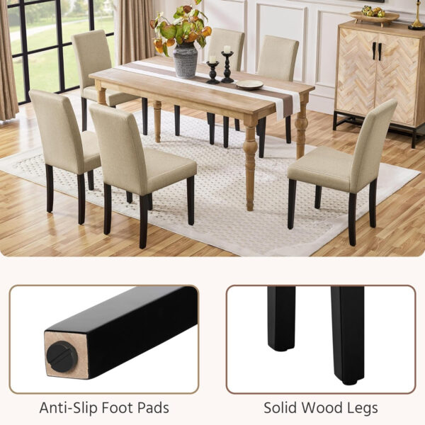 Yaheetech Dining Chairs Set of 4 Fabric Parson Upholstered Kitchen Chairs with Padded Seat and Solid Wood Legs for Dining Room/Restaurant, Armless Design, Dark Grey