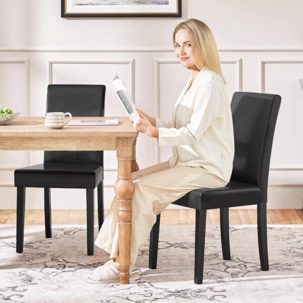 Yaheetech Dining Chairs Set of 4 Fabric Parson Upholstered Kitchen Chairs with Padded Seat and Solid Wood Legs for Dining Room/Restaurant, Armless Design, Dark Grey