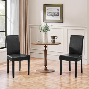 Yaheetech Dining Chairs Set of 4 Fabric Parson Upholstered Kitchen Chairs with Padded Seat and Solid Wood Legs for Dining Room/Restaurant, Armless Design, Dark Grey