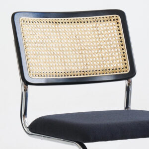 Brown Rattan Dining Chairs Set of 4,Wooden Mid-Century Modern Kitchen Chairs, Mesh Back Cane Dining Room Chairs, Cesca Chair with Metal Chrome Legs