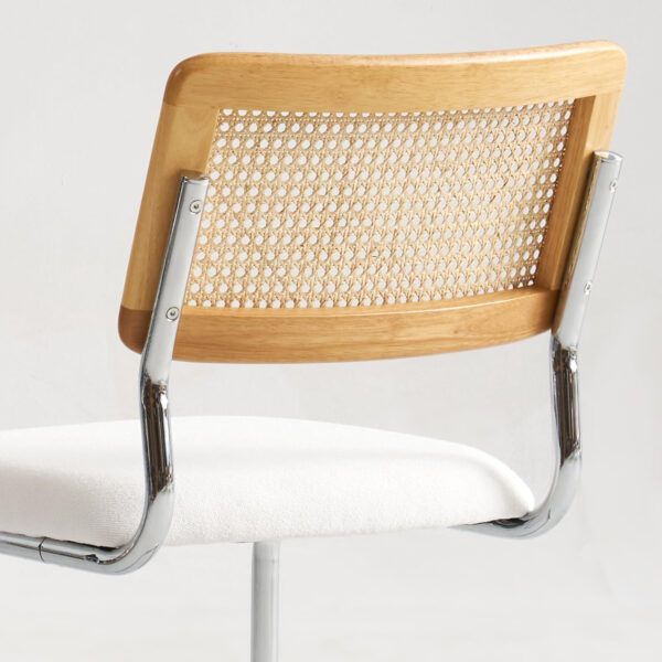 Brown Rattan Dining Chairs Set of 4,Wooden Mid-Century Modern Kitchen Chairs, Mesh Back Cane Dining Room Chairs, Cesca Chair with Metal Chrome Legs