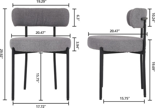 68871e8c3d0b6e265ea13dacaf323f3849bca007618a51b1a6332.jpg EDWELL Black Boucle Dining Chairs Set of 4, Mid Century Modern Dining Room Chairs with 3.94“ Cushions, Round Upholstered Kitchen Chairs with Black Metal Legs for Dining Chair, Living Room
