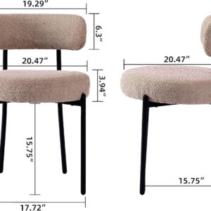 68871ea4be8b9438d261167ac8bb51576b2a10d5733c172347e49.jpg EDWELL Black Boucle Dining Chairs Set of 4, Mid Century Modern Dining Room Chairs with 3.94“ Cushions, Round Upholstered Kitchen Chairs with Black Metal Legs for Dining Chair, Living Room