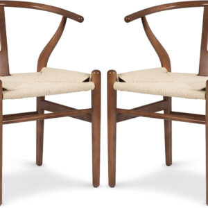 POLY & BARK Weave Dining Chair Set of 2 in Walnut