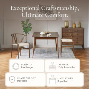 POLY & BARK Weave Dining Chair Set of 2 in Walnut