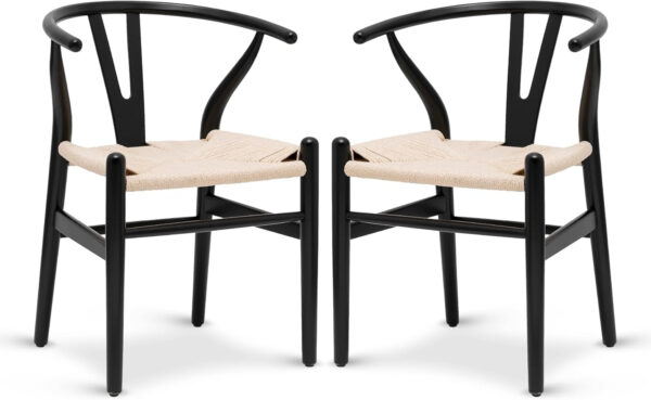 POLY & BARK Weave Dining Chair Set of 2 in Walnut