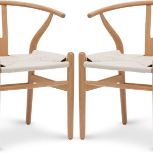 POLY & BARK Weave Dining Chair Set of 2 in Walnut