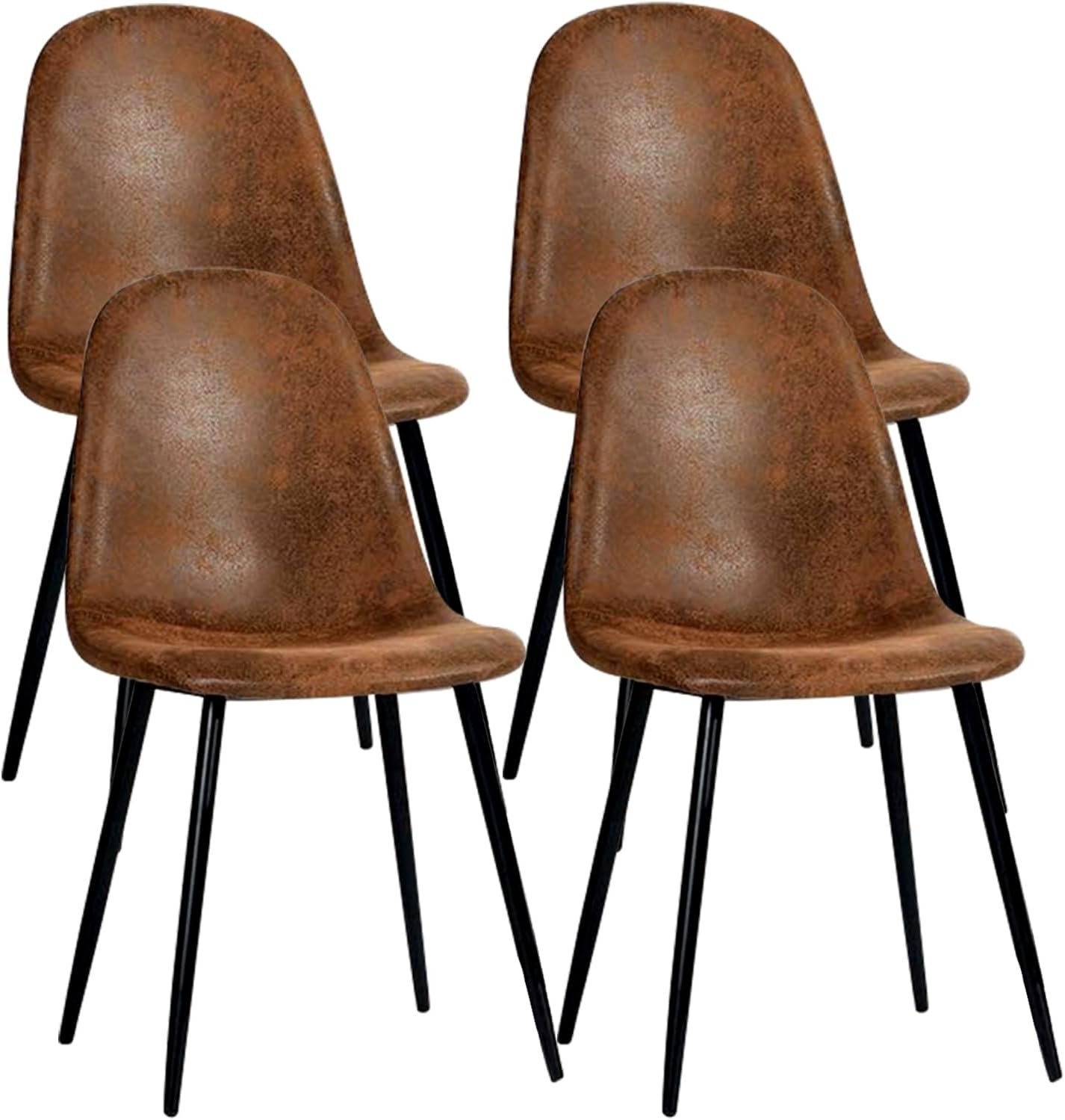 FurnitureR Dining Chairs Set of 4 Comfortable Upholstered Fabric Suede, Armless Side Chairs for Home, Kitchen, Living Room, Bedroom, Restaurant, and Café (Brown)