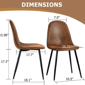 FurnitureR Dining Chairs Set of 4 Comfortable Upholstered Fabric Suede, Armless Side Chairs for Home, Kitchen, Living Room, Bedroom, Restaurant, and Café (Brown)