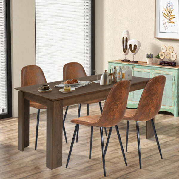 FurnitureR Dining Chairs Set of 4 Comfortable Upholstered Fabric Suede, Armless Side Chairs for Home, Kitchen, Living Room, Bedroom, Restaurant, and Café (Brown)