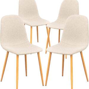 FurnitureR Dining Chairs Set of 4 Comfortable Upholstered Fabric Suede, Armless Side Chairs for Home, Kitchen, Living Room, Bedroom, Restaurant, and Café (Brown)