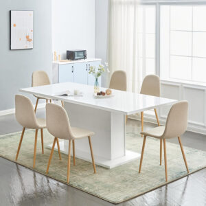 FurnitureR Dining Chairs Set of 4 Comfortable Upholstered Fabric Suede, Armless Side Chairs for Home, Kitchen, Living Room, Bedroom, Restaurant, and Café (Brown)